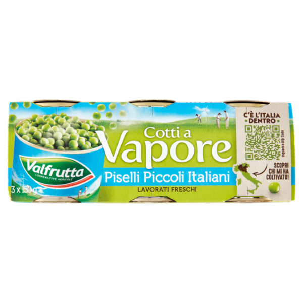 Valfrutta Cotti a Vapore Piselli Piccoli Italiani 3 x 150 g