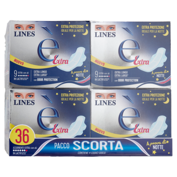 Lines è Extra Assorbenti Extra con ali 4 x 9 pz