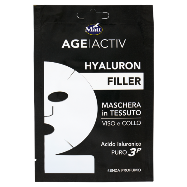 Matt Age Activ Hyaluron Filler Maschera in Tessuto Viso e Collo Acido Ialuronico Puro 3P 20 ml
