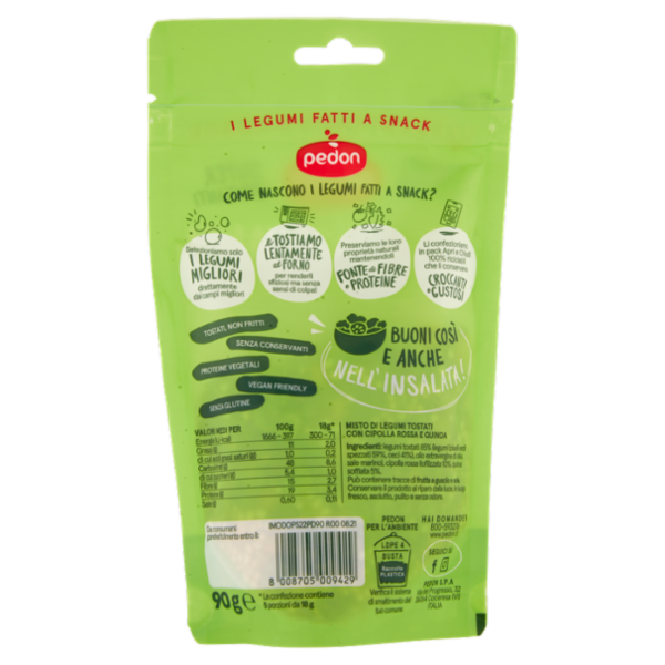pedon I Legumi Fatti a Snack Piselli, Quinoa & Ceci con Cipolla 90 g