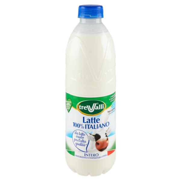 treValli Latte Intero Pastorizzato a Temperatura Elevata 1000 ml