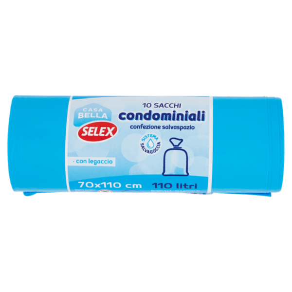 Selex Casa Bella Sacchi Condominiali Blu con Legaccio Cm 70X110 10 pezzi