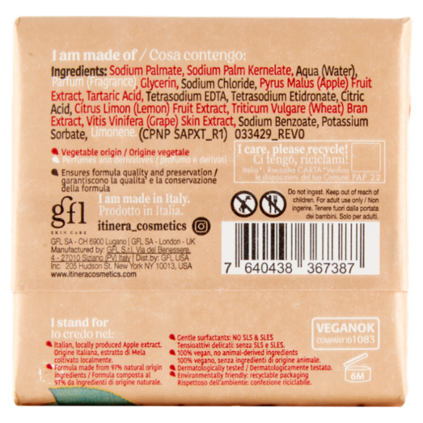 Itinera Sapone Mani e Corpo con Mela del Trentino Alto Adige Rinfrescante 100 g