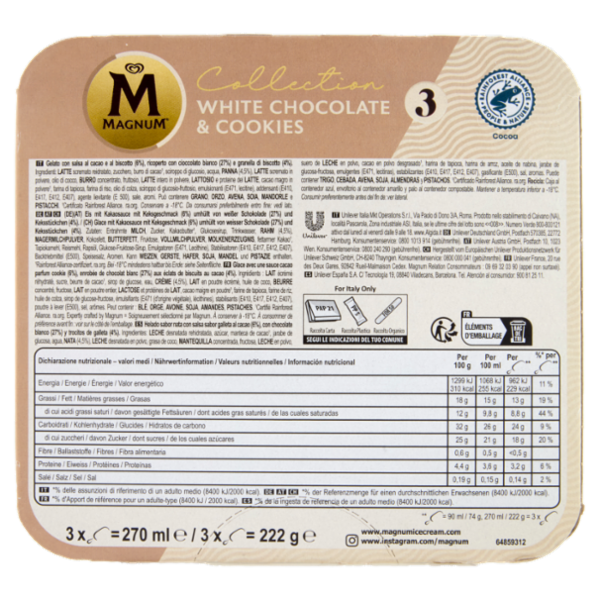 Magnum Collection White Chocolate & Cookies 3 x 74 g