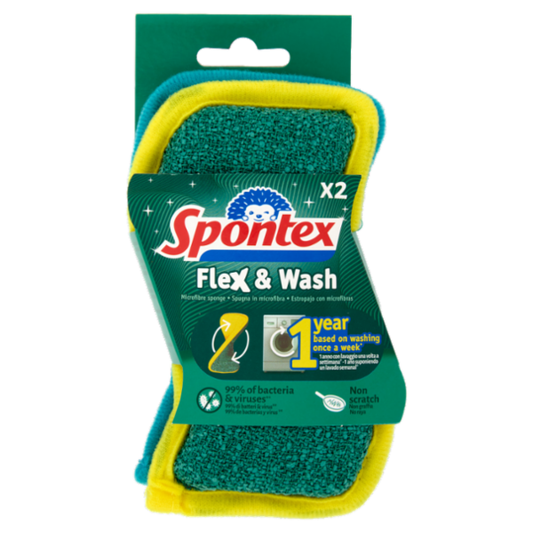 Spontex Flex & Wash Spugna in Microfibra 2 pz