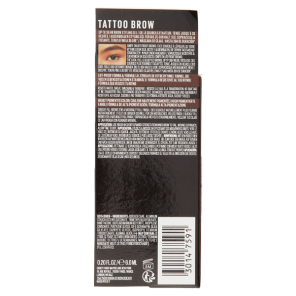 Maybelline Tattoo Brow Styling Gel Sopracciglia 260 Deep Brown 6 ml