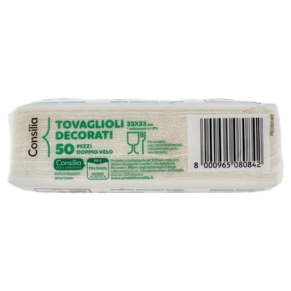 Consilia Tovaglioli 2 Veli 33X33 cm Decorati 50 pezzi
