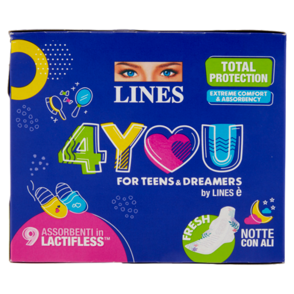 Lines 4You Assorbenti in Lactifless Notte con Ali 9 pz