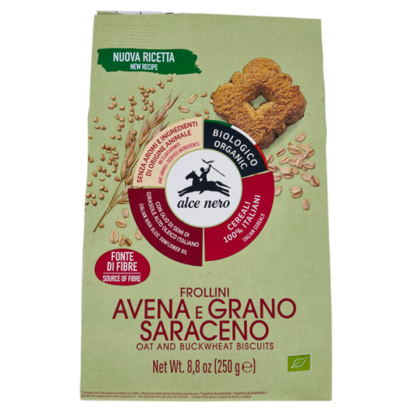 alce nero Frollini Avena e Grano Saraceno 250 g