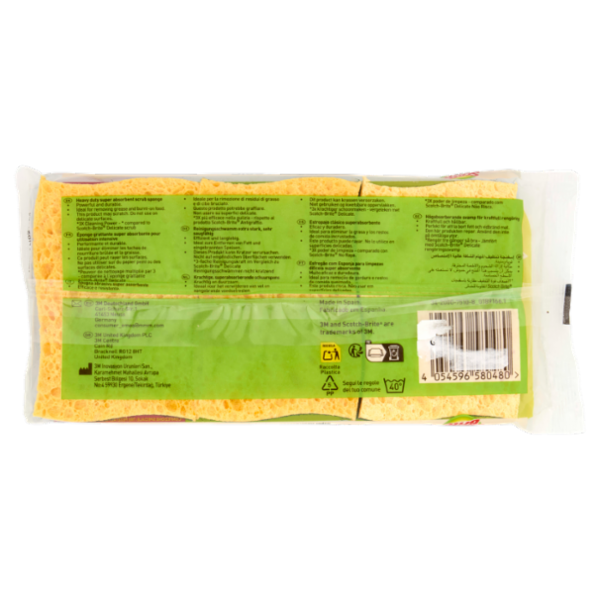 Scotch-Brite® Spugna abrasiva in cellulosa Classic, 2 pezzi + 1 in omaggio*
