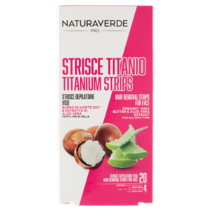 Naturaverde Pro Strisce Titanio Strisce Depilatorie Viso 20 Pz + Salviette Post Depilazione 4 Pz