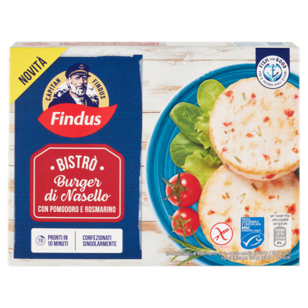 Capitan Findus Bistrò Burger di Nasello con pomodoro e rosmarino 190 g