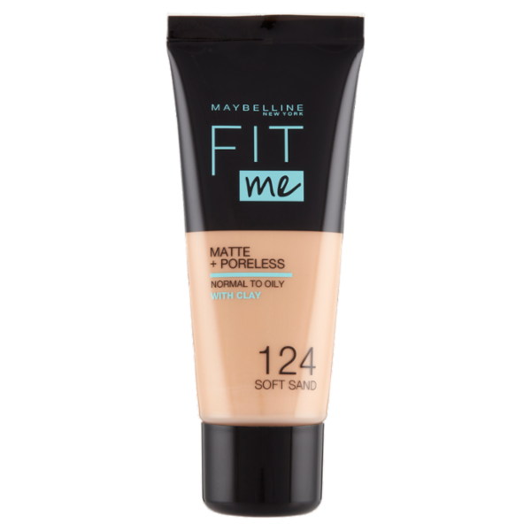 Maybelline New York Fondotinta Fit Me Matte&Poreless, Finish Opacizzante, 124 Soft Sand
