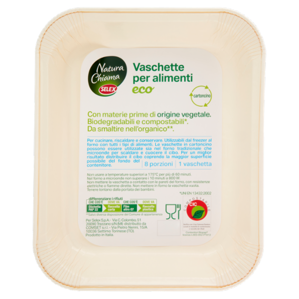 Selex Natura Chiama Vaschette in Cartoncino Biodegradabili Compostabili Eco 8 porzioni