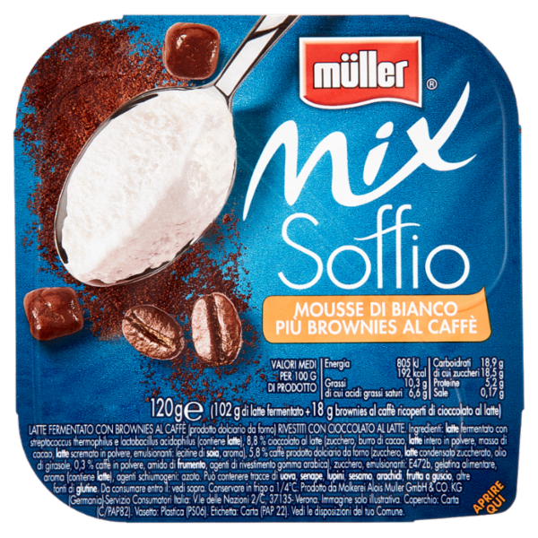 müller Mix Soffio Mousse di Bianco Più Brownies al Caffè 120 g