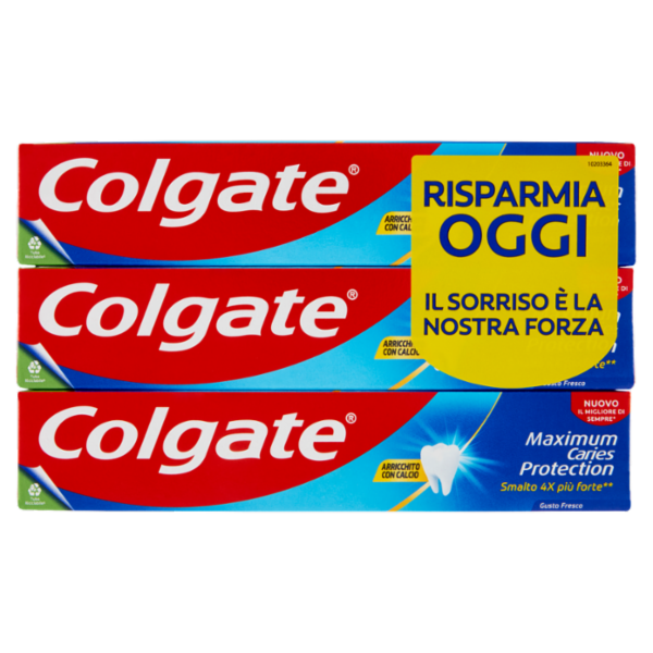 Colgate dentifricio Maximum Caries Protection, protezione carie 3x75 ml