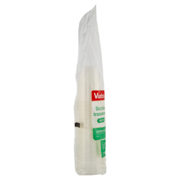 Vanto Bicchieri Trasparenti Compostabili 200 cc 50 pezzi