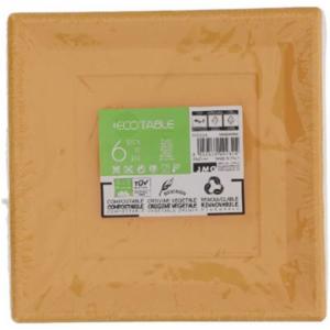 Biotable 6 Piatti Quadrati 23x23cm Arancione