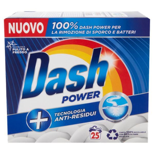 Dash Detersivo Lavatrice Polvere per Bucato Power Tecnologia Anti-Residui 25 Lavaggi 1500 g