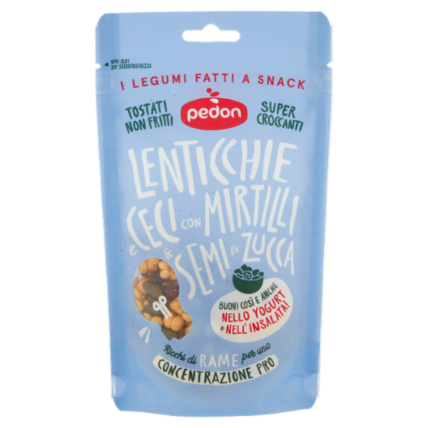 pedon I Legumi Fatti a Snack Lenticchie e Ceci con Mirtilli & Semi di Zucca 90 g
