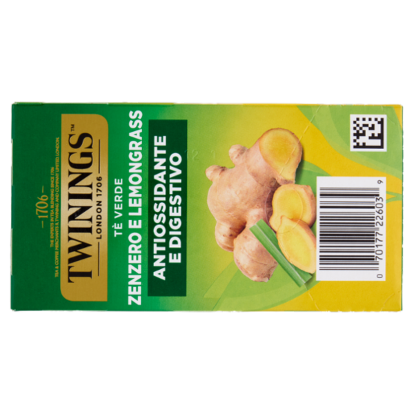 Twinings Zenzero e Lemongrass Tè Verde aromatizzato Antiossidante e Digestivo 20 filtri The 40 g