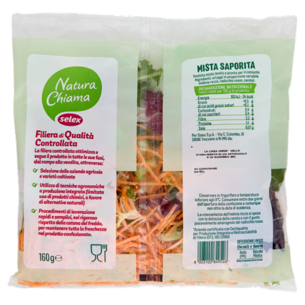 Selex Natura Chiama Insalata Mista Saporita Lavata e Pronta per il Consumo 160 g