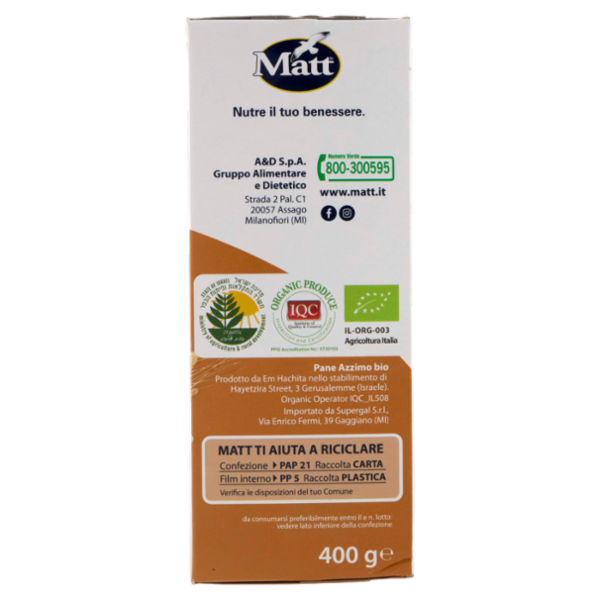 Matt Pane Azzimo Bio 400 g