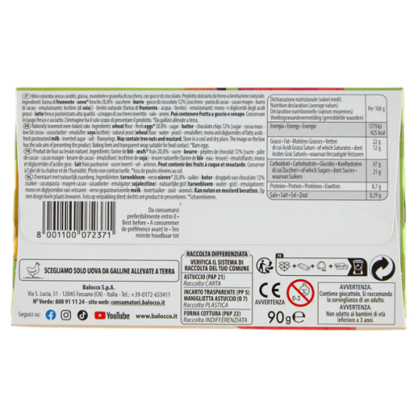 Balocco Mini Colomba con gocce di cioccolato Bing 90 g