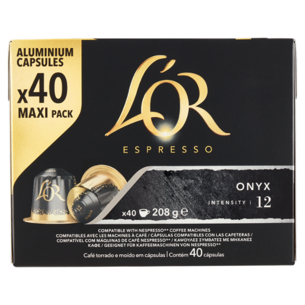 L'Or Espresso Onyx 12- 40 Capsule Caffè Compatibili con Macchine Nespresso*® Original 208g