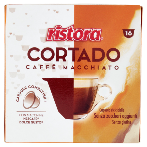 ristora Cortado Caffè Macchiato Capsule Compatibili con Macchine Nescafè Dolce Gusto 16 x 7 g