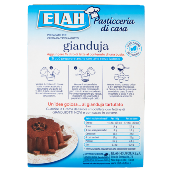 Elah Preparato per Crema da Tavola Gusto gianduja 2 x 80 g