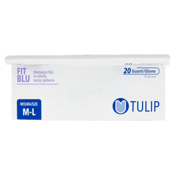 Tulip Fit Blu Guanti monouso blu in nitrile senza polvere Misura M-L 20 pz