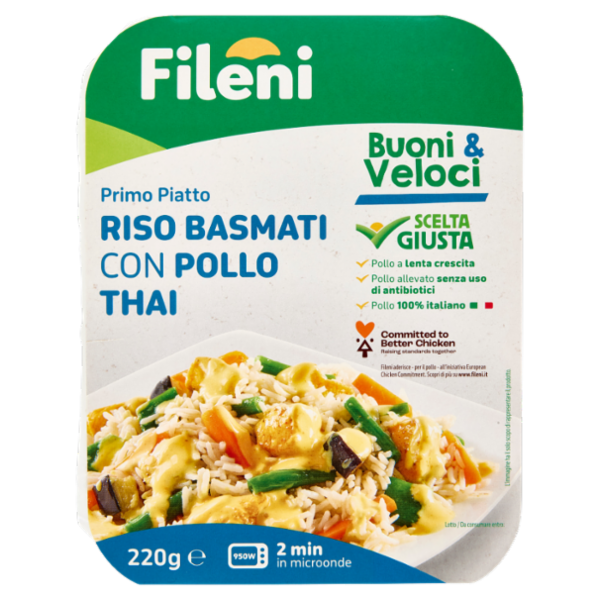 Fileni Buoni & Veloci Primo Piatto Riso Basmati con Pollo Thai 220 g