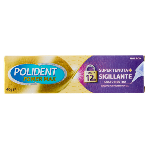 Polident Power Max, Super Tenuta + Sigillante, Adesivo per Protesi Dentale, Tenuta Giornaliera 40 g