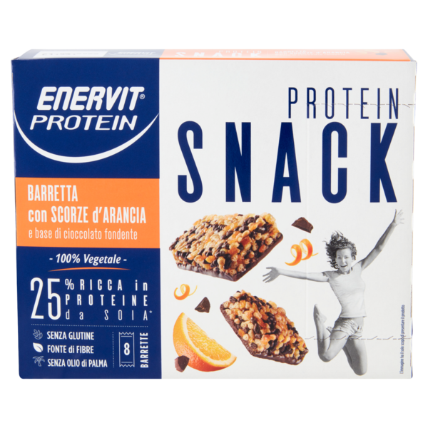 Enervit Protein 100% Vegetale Protein Snack Barretta con Scorze d'Arancia 8 x 25 g