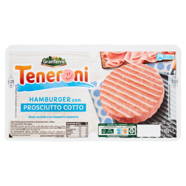 Teneroni Hamburger con Prosciutto Cotto 2 x 75 g