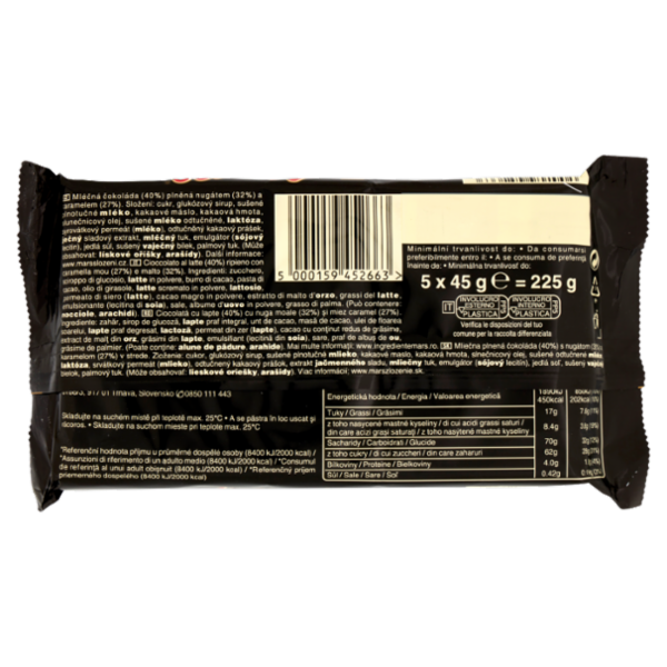 Mars Barretta Snack al Cioccolato al Latte con Caramello x5 225 g