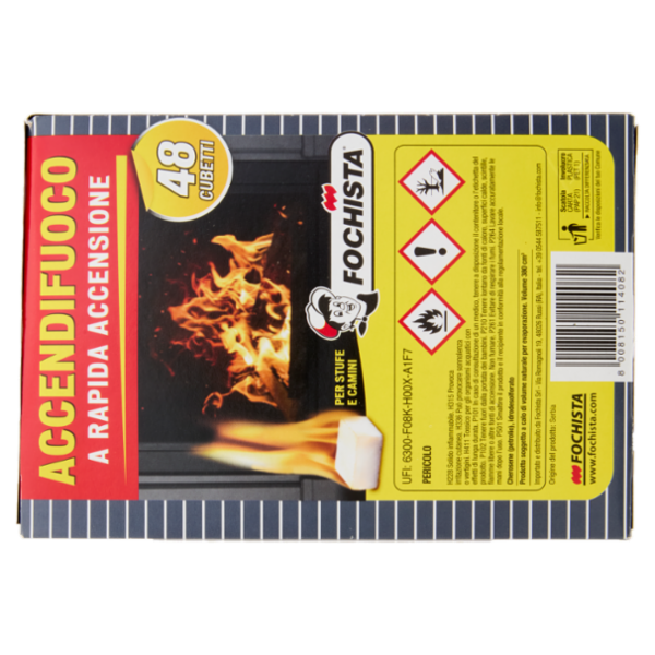 Fochista Accendifuoco a Rapida Accensione per Stufe e Camini Cubetti 48 pz