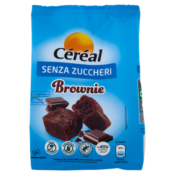 Céréal Brownie Senza Zuccheri, senza olio di palma, senza lattosio - 6 monoporzioni - 150g