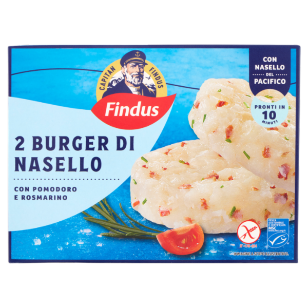 Capitan Findus 2 Burger di Nasello con Pomodoro e Rosmarino 170 g