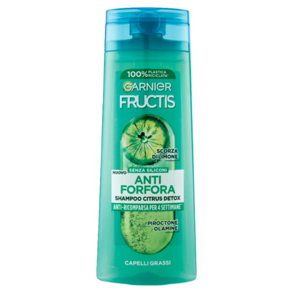 Garnier Fructis Shampoo Antiforfora Citrus Detox, ideale per capelli grassi, 250 ml