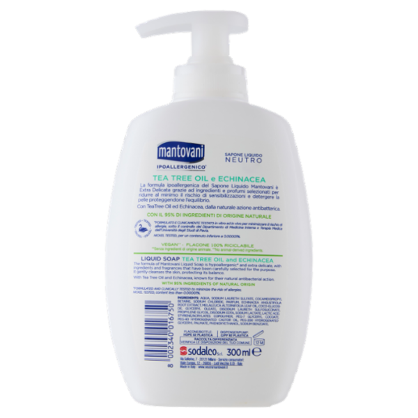 mantovani Sapone Liquido Neutro Tea Tree Oil e Echinacea 300 ml