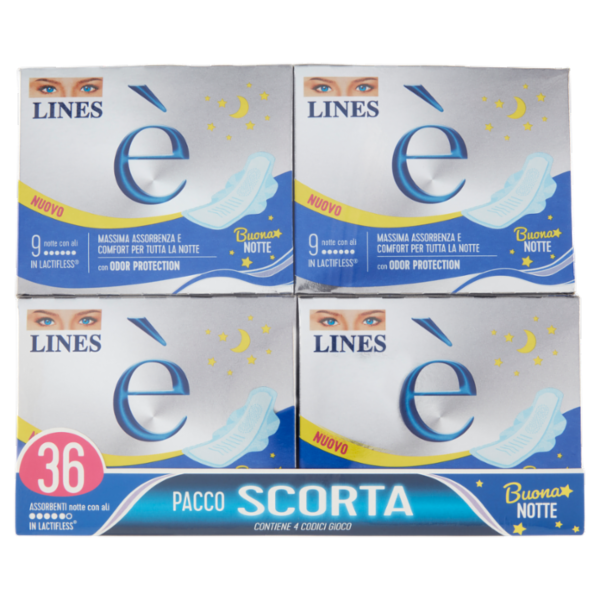 Lines è Assorbenti notte con ali 4 x 9 pz
