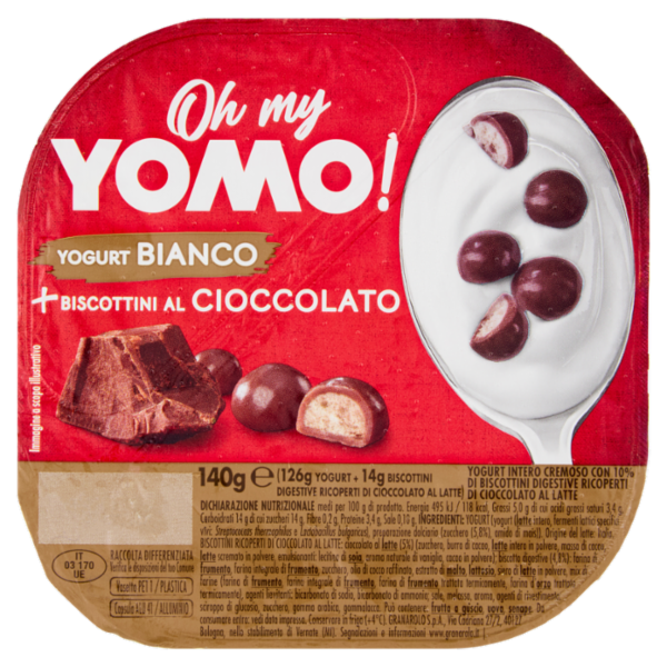 Oh my Yomo! Yogurt Bianco + Biscottini al Cioccolato 140 g