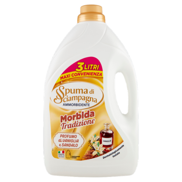 Spuma di Sciampagna Ammorbidente Morbida Tradizione Profumo di Vaniglia e Sandalo 3000 ml