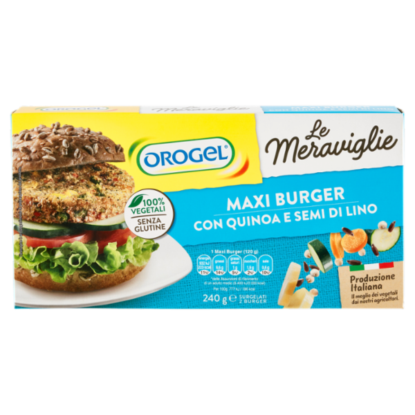 Orogel le Meraviglie Maxi Burger con Quinoa e Semi di Lino Surgelati 2 x 120 g
