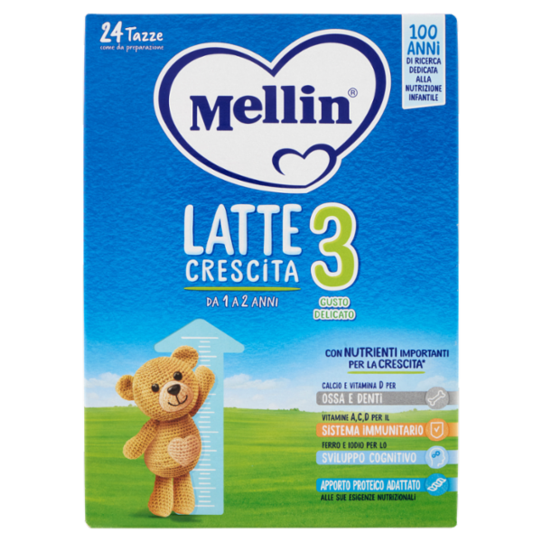 MELLIN 3 - Latte Crescita in Polvere, Fonte di Ferro e Iodio, dal 12° al 24° mese, 770g