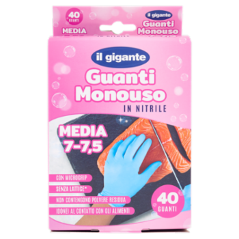 IL GIGANTE Guanti Monouso In Nitrile Media 7-7,5 40 Pz