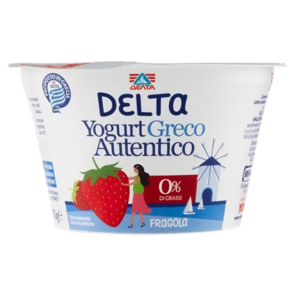Delta Yogurt Greco Autentico 0% di Grassi Fragola 150 g
