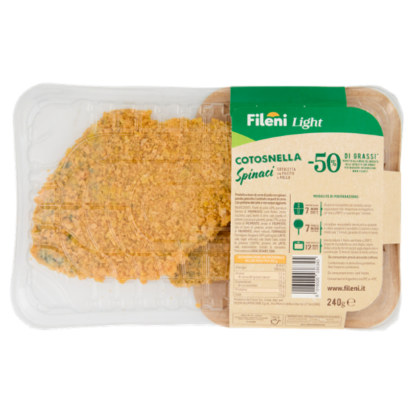 Fileni Light Cotosnella Spinaci Cotoletta con Filetti di Pollo 0,240 kg